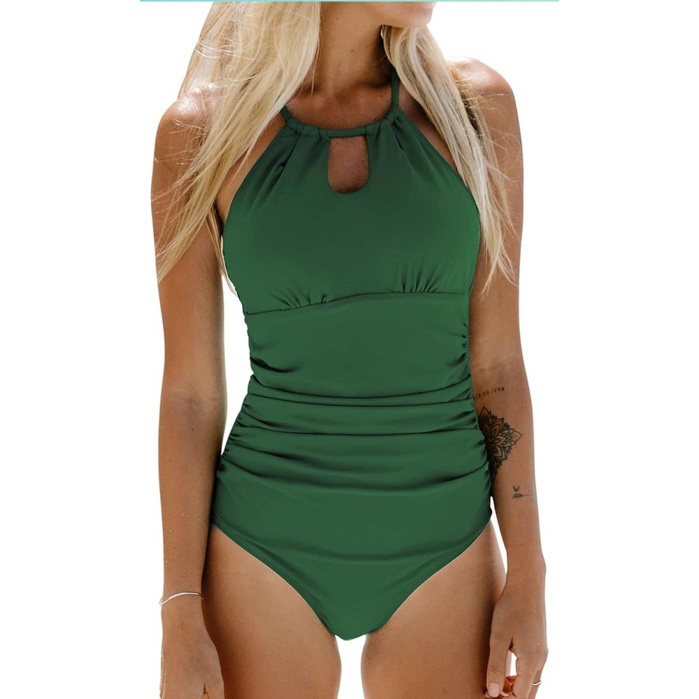 CUPSHE Women's One Piece Swimsuit High Neck Tummy Control Swimwear Bathing Suit